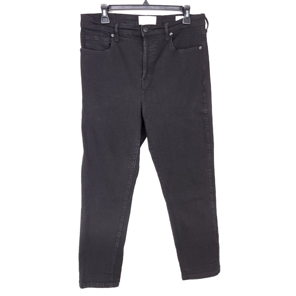 Everlane High Rise Slim Straight Jeans Women's 33 Ankle Black Shaping